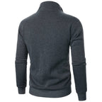 Chaqueta deportiva informal con cuello levantado y cremallera para hombre, top de color sólido para hombre