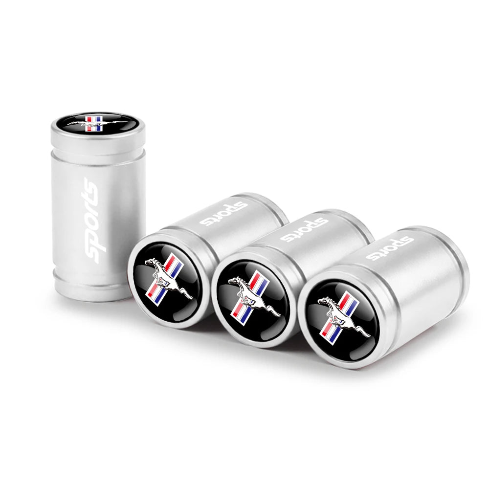 4pc Mustang Logo Tire Valve Caps Aluminum Alloy Dustproof Car Wheel Air Stem Cover For Ford Focus ST Mk7 Everest Kuga Fiesta Mk3