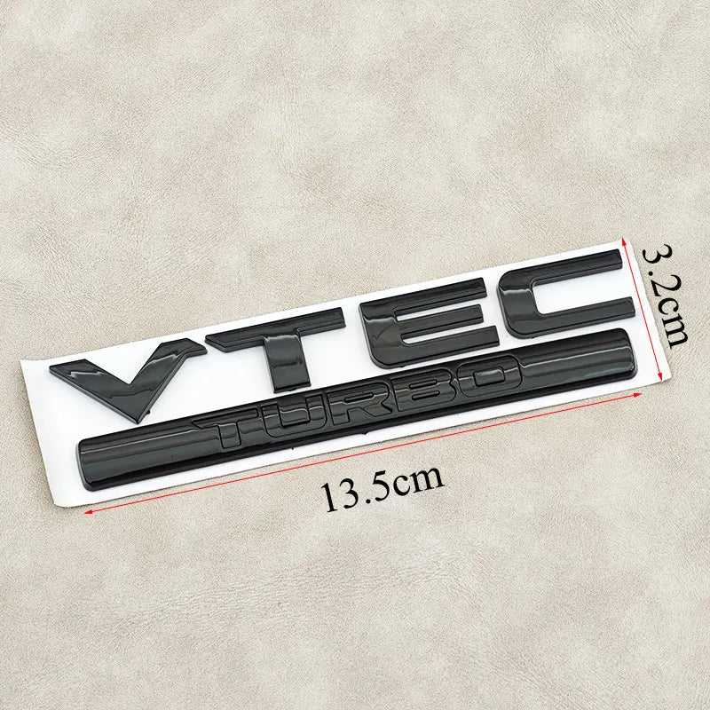 3D ABS Chrome Black Letters VTEC TURBO Logo Badge Emblem Car Rear Trunk Sticker for Honda Civic Accord CRV Auto Accessories
