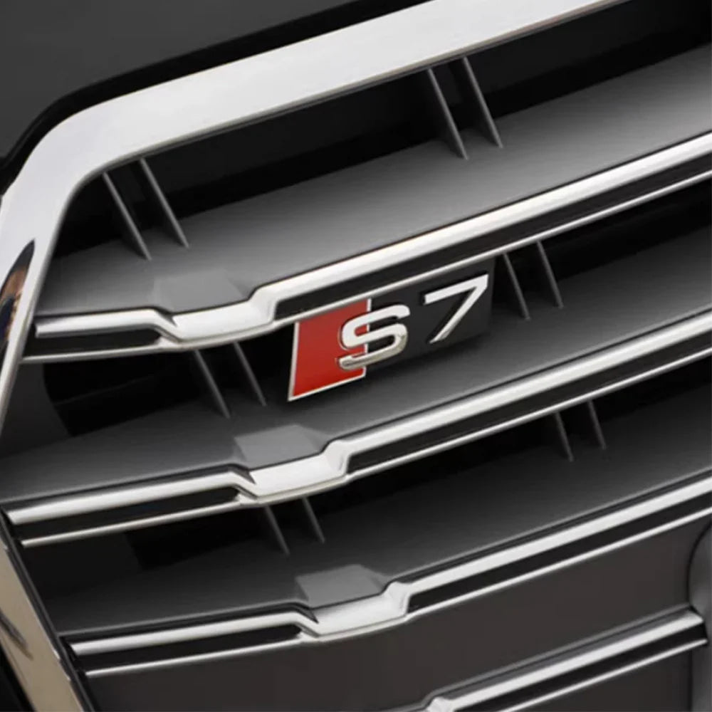 1pc ABS For Audi S4 S3 S5 S6 S7 S8 Letters Car Front Grille Hood Badge Emblem Logo Stickers Auto Exterior Decoration Accessories