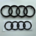 Audi 4-Ring logo ABS Silver/Black Car Hood Front Bonnet Grill Rear Trunk Emblem Badge Sticker For  A3 A4 A5 A6 A7 Q2 Q3 Q5 Q8 TT