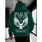 Christian Bible Verse Psalm 91:4 Print Men Women Hooded Sweatshirt Autumn Winter Outdoor Vacation Casual Loose Warm Sportswear