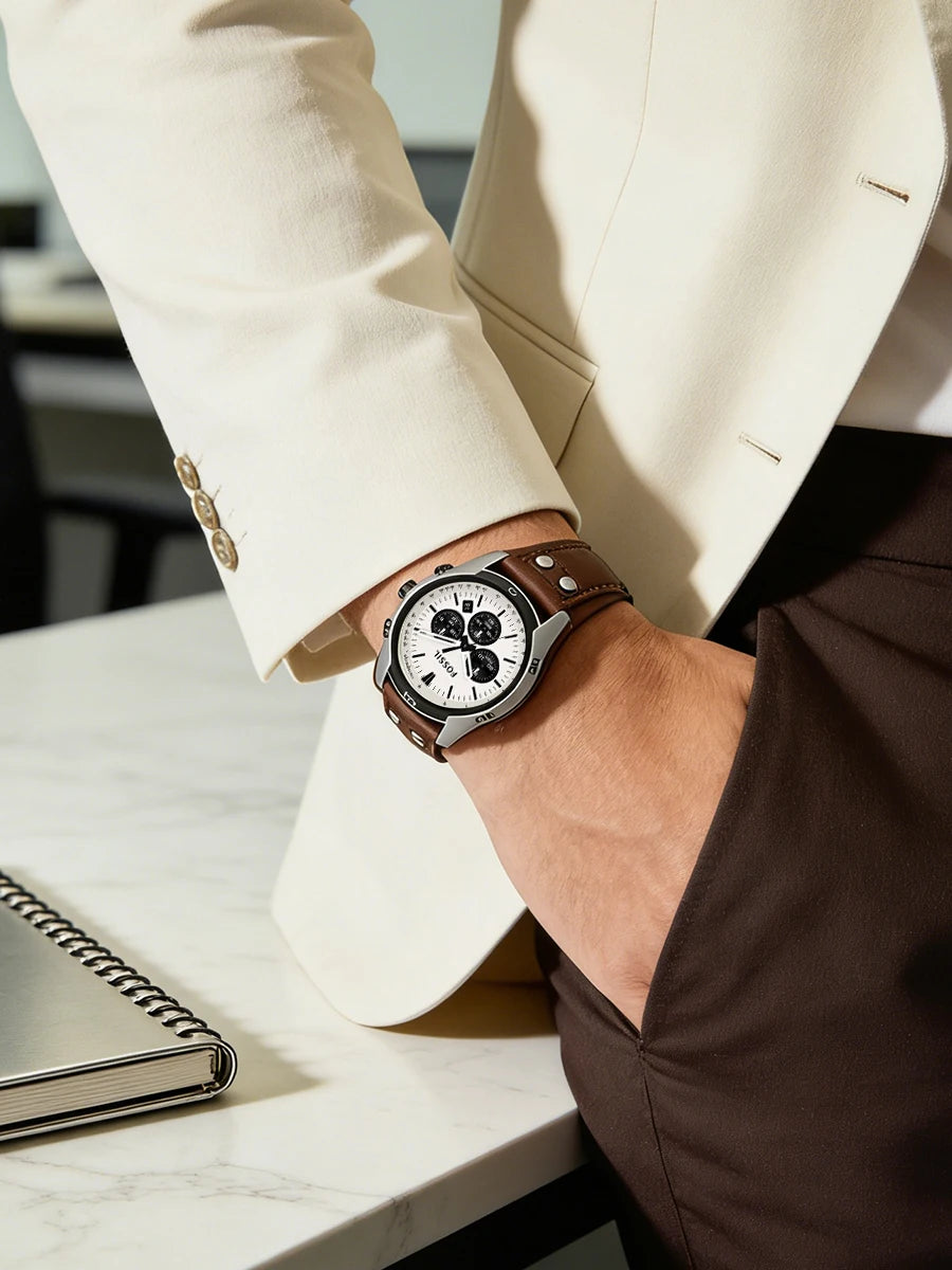 Fossil CH2890 Coachman Chronograph Men's Watch Military Brown Leather Strap Sport Waterproof Quartz Wristwatch Relogio Masculino