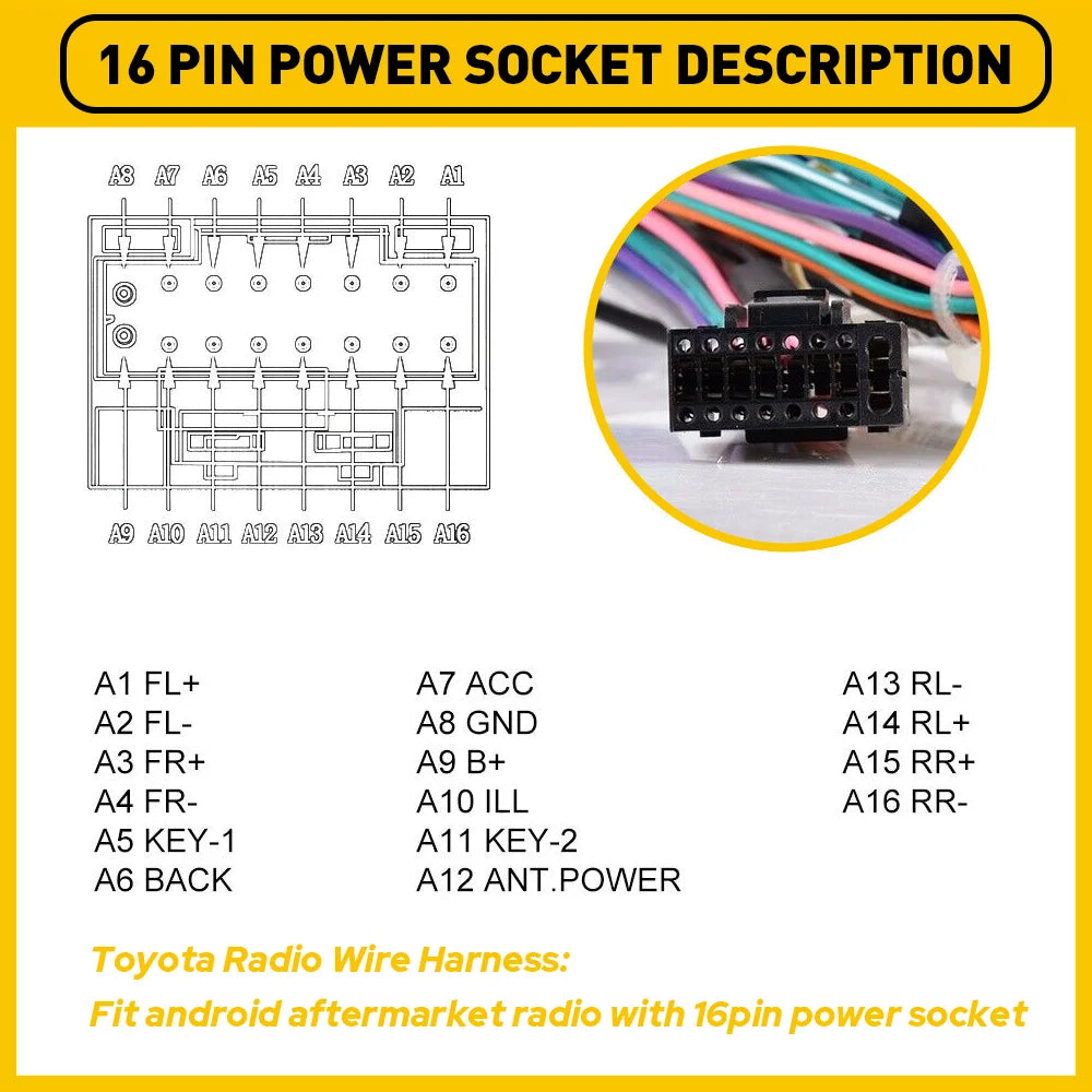 16PIN Radio Wire Harness For Toyota Corolla Highlander Camry Tundra Car Stereo Radio Power Harness Cable Wire Adapter JBL AMP