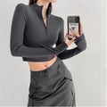 Solid Color Casual T-shirt Women Long Sleeve Turtleneck Crop Tops Sexy Simple Style Party Club 2023 Spring Summer New T-shirts