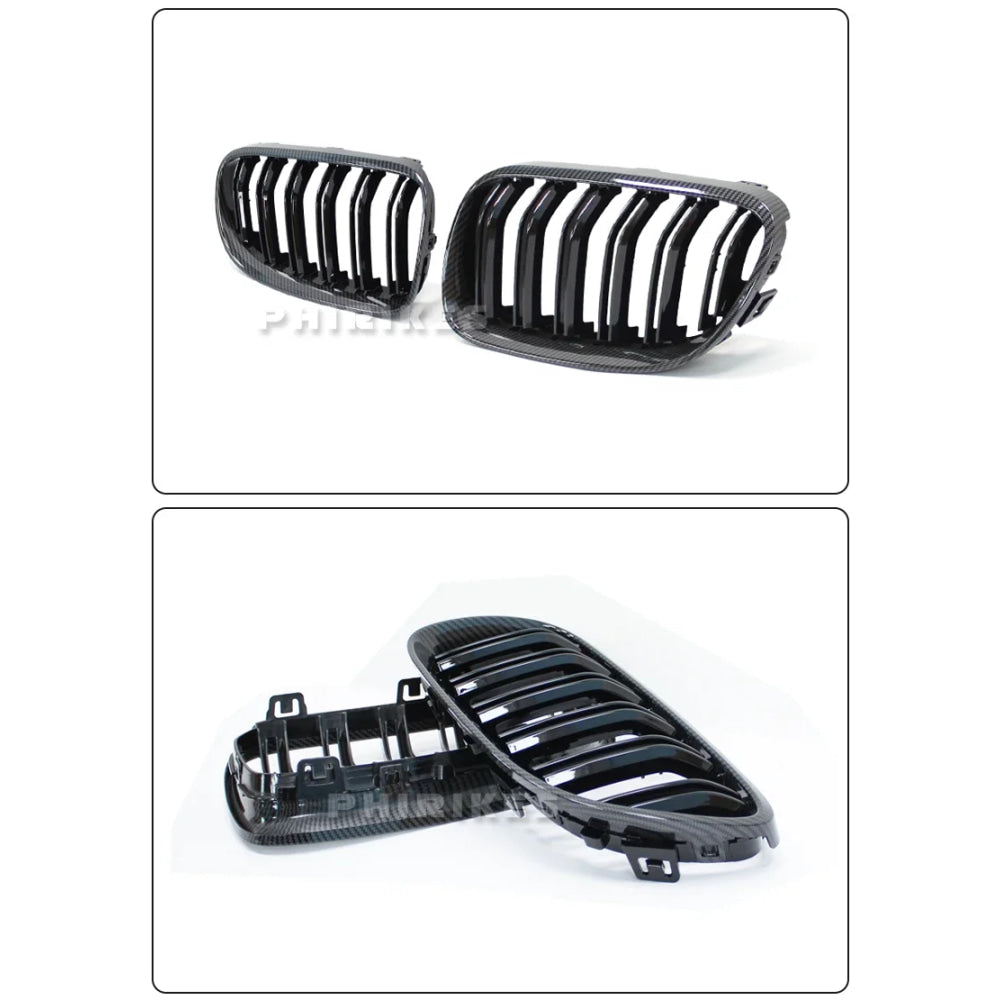 2Pcs Car Style Black Front Kidney Double Slat Grill Grille for-BMW E92 E93 3-Series 328I 335I Coupe LCI 2010-2013