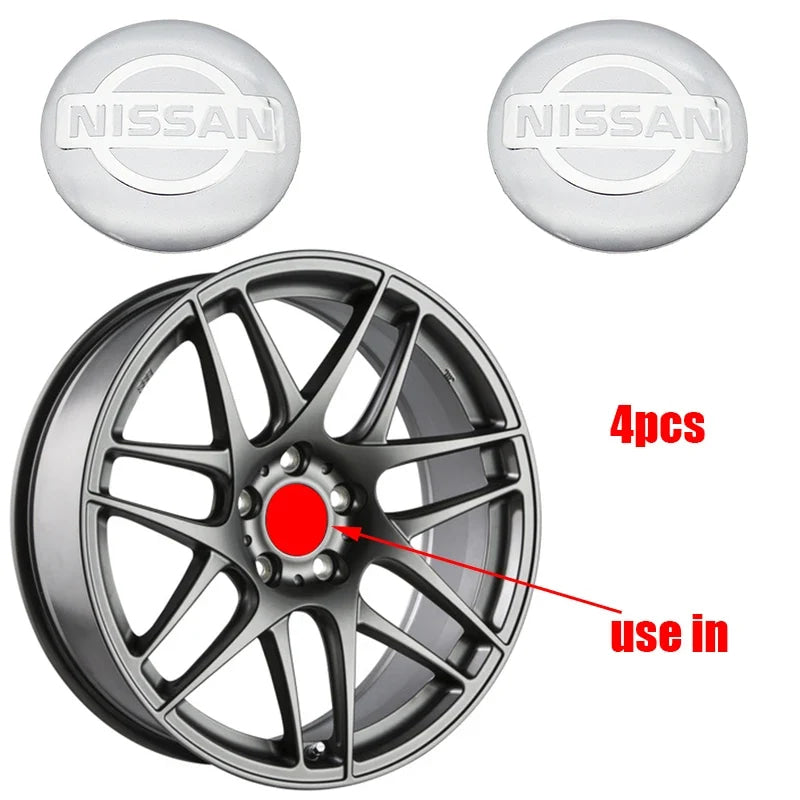 4pcs 3D 68mm 65mm Nissan new car emblem Wheel Center Hub Cap auto Rim refit dust-proof badge covers sticker styling accessories