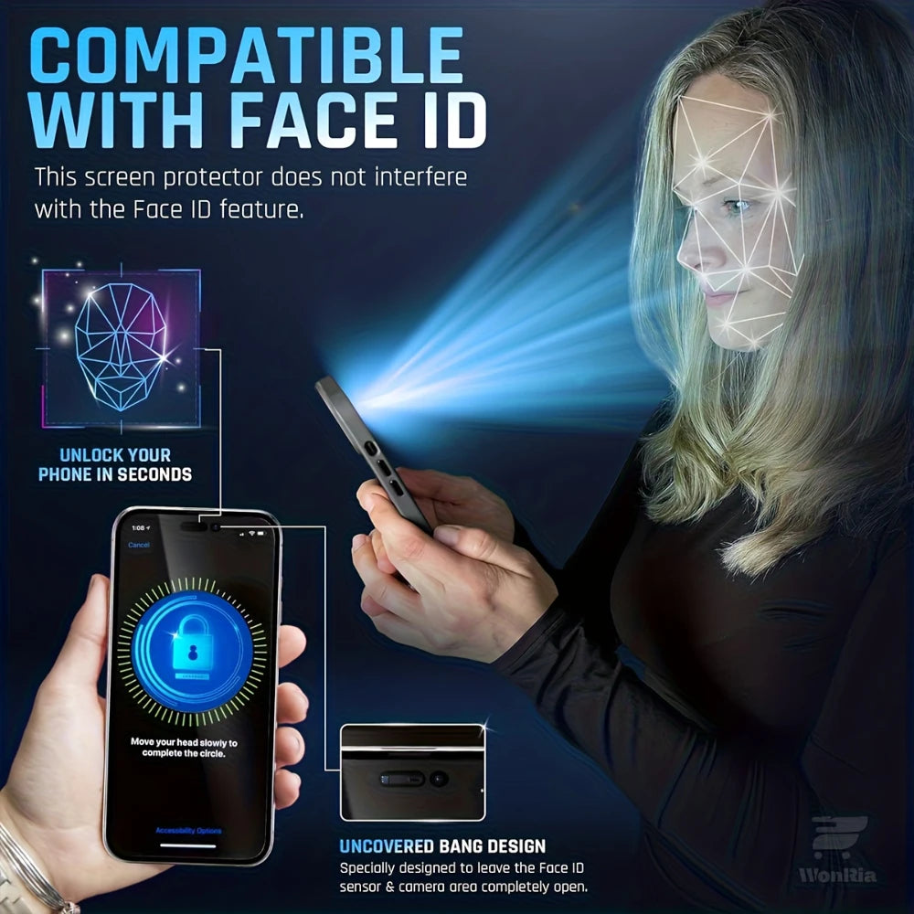 NNBILI 4 protectores de pantalla de vidrio templado de cobertura completa diseñados para varios teléfonos iPhone 17 16 15 14 13 12 11Pro MAX