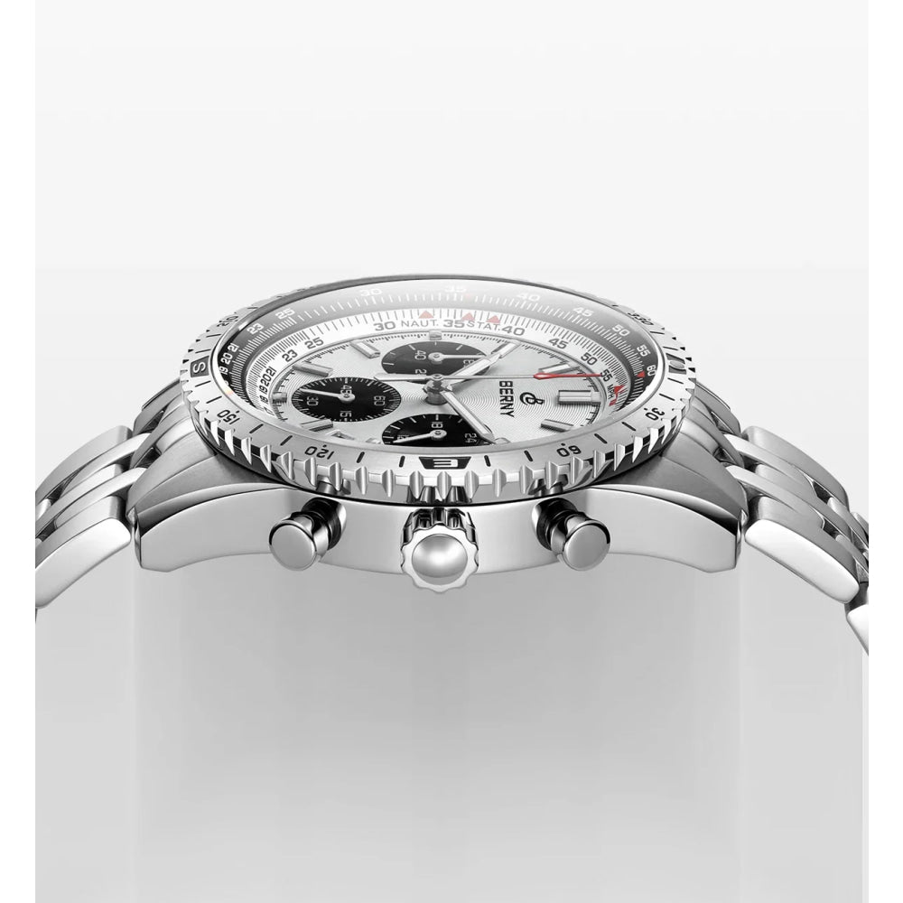 BERNY Chronograph Watches for Men Aviation Multifunction Quartz Men's Watch Date Sapphire Super Luminous Luxury Wristwatch
