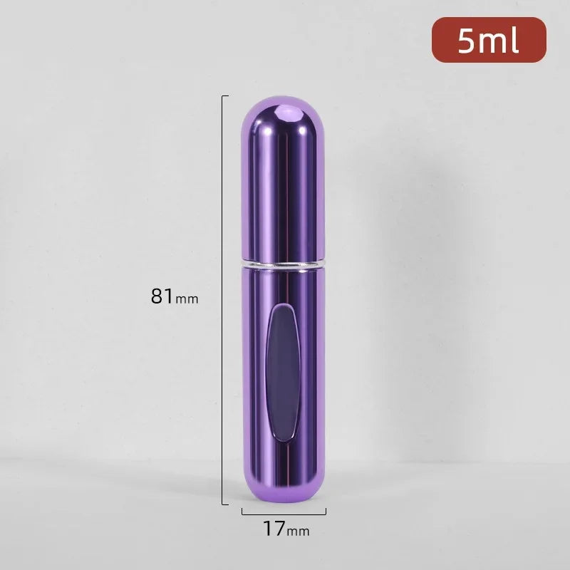 Mini atomizador de botella de Perfume recargable, pulverizador de aluminio, contenedor de líquidos portátil de viaje, herramienta dispensadora de cosméticos, 1 ud.