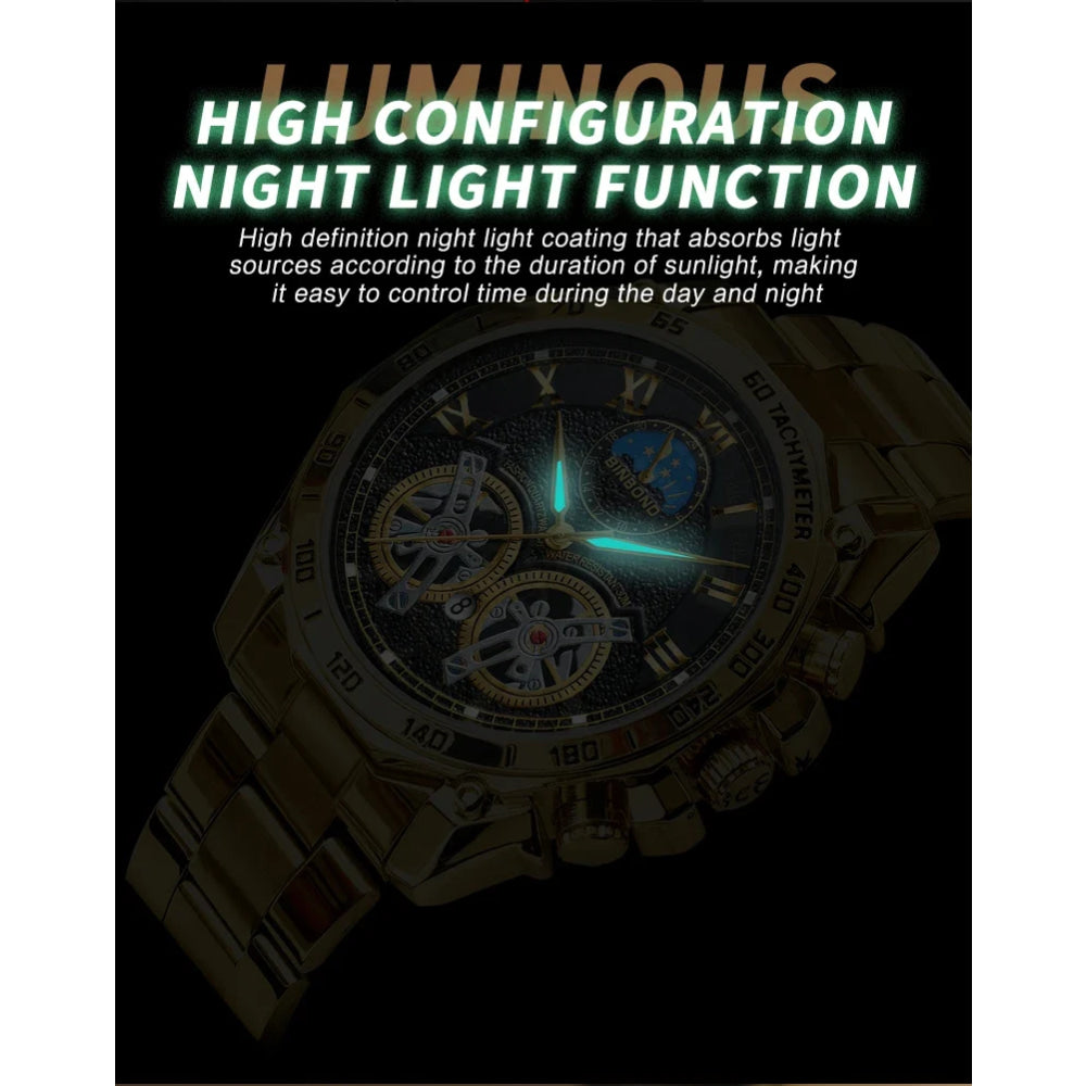 BINBOND Luxury Men Quartz Watches Fashion Concept Decorative Dial Casual Military Sports Wristwatch Waterproof Men's Clock