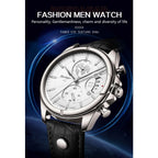 POEDAGAR Luxury Man Wristwatch Chronograph Date Waterproof Leather Men Watch Casual Quartz Men's Watches Sports Male Clock Reloj