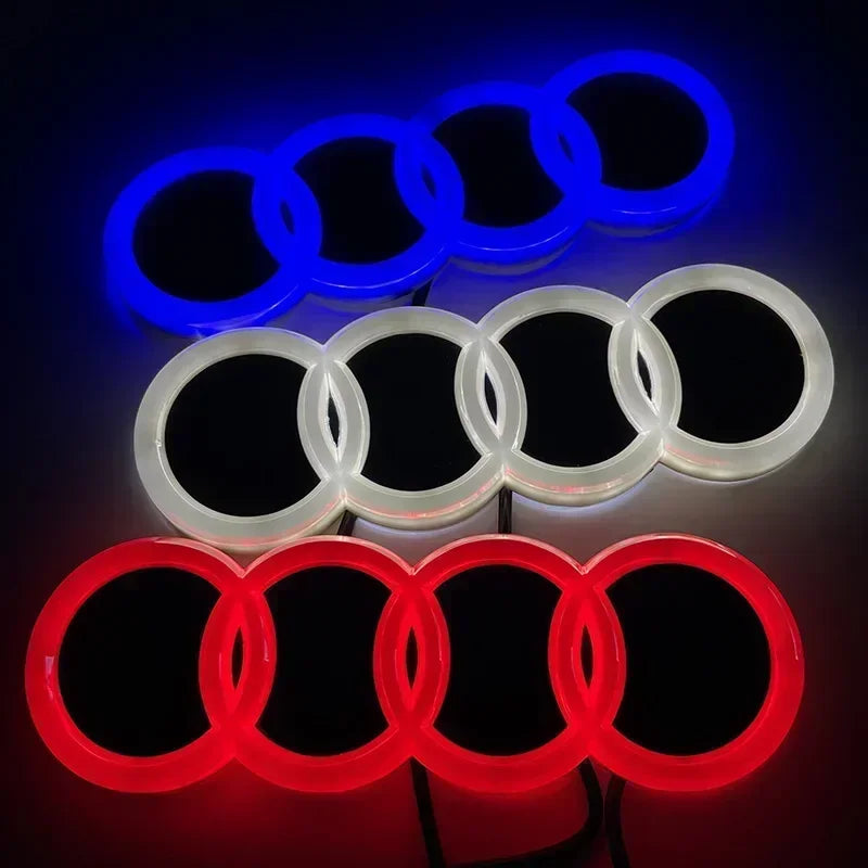 18.2x5.8cm for AUDI Car 4 Rings Logo Light Emblem A3 Q3 Q5 A1 TT 4D Led Badge Decals Refitting Decoration Glowing Accessories