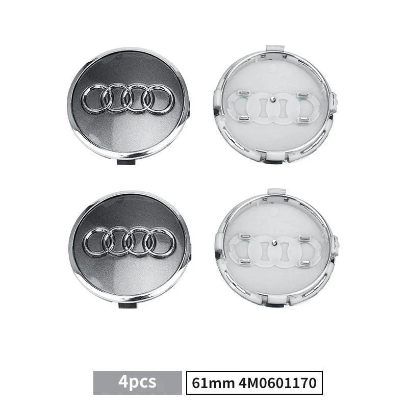 4pcs 60/61/68/69mm Car Wheel Center Hub Cap Rim Cover Car Goods For Audi B7 B5 B6 B8 B9 8P A3 A4 A5 A6 A7 A8 Q3 Q5 Q7 Q8 A1 8V
