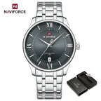 NAVIFORCE Men's Watch Classic Stainless Steel Strap 3ATM Waterproof Calendar Minimalist Dial Men's Chronograph Watch NF9272S