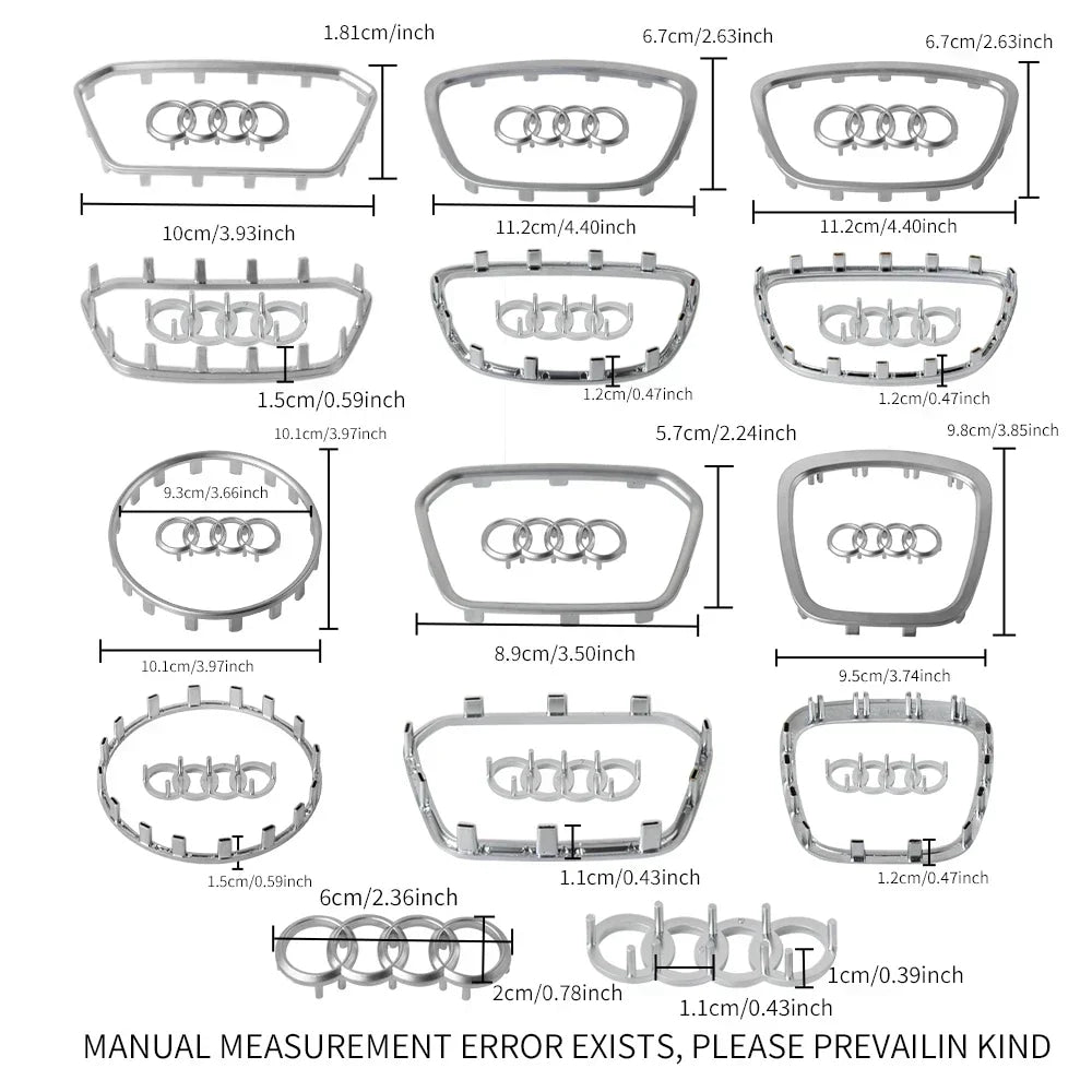Audi Automobile Steering Wheel Logo Bright Frame Strip Electroplated Sticker Emblem For A3 A4 B8 8P B9 8V A5 A6 C7 A7 Q3 Q5 Q7
