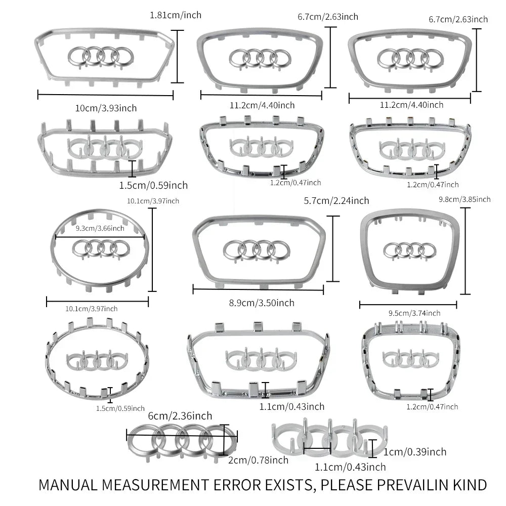 Audi Automobile Steering Wheel Logo Bright Frame Strip Electroplated Sticker Emblem For A3 A4 B8 8P B9 8V A5 A6 C7 A7 Q3 Q5 Q7