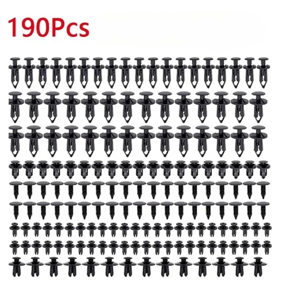 190 clips de retención automotrices mixtos: 6 tipos de sujetadores push para reparación de parachoques y molduras