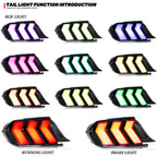 LED RGB Tail Lights for Ford Mustang S550 2015-2023 Dynamic Animation Sequential Turn Signal Rear Lamps