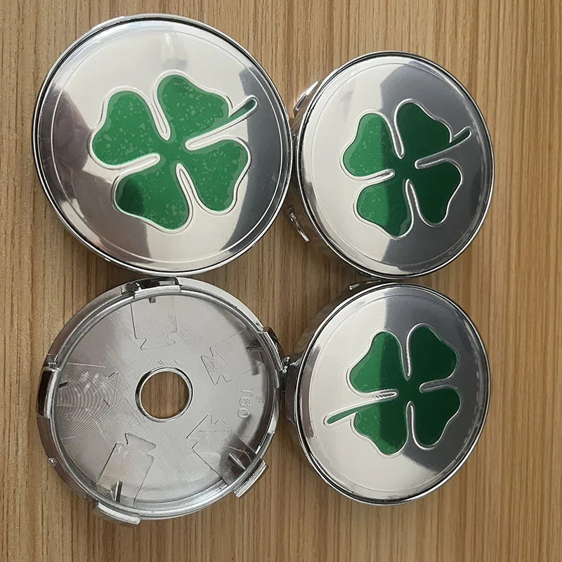 4PCS Universal 56MM 60MM Four-leaf Emblem Car Wheel Center Hub Caps Badge Sticker Cover