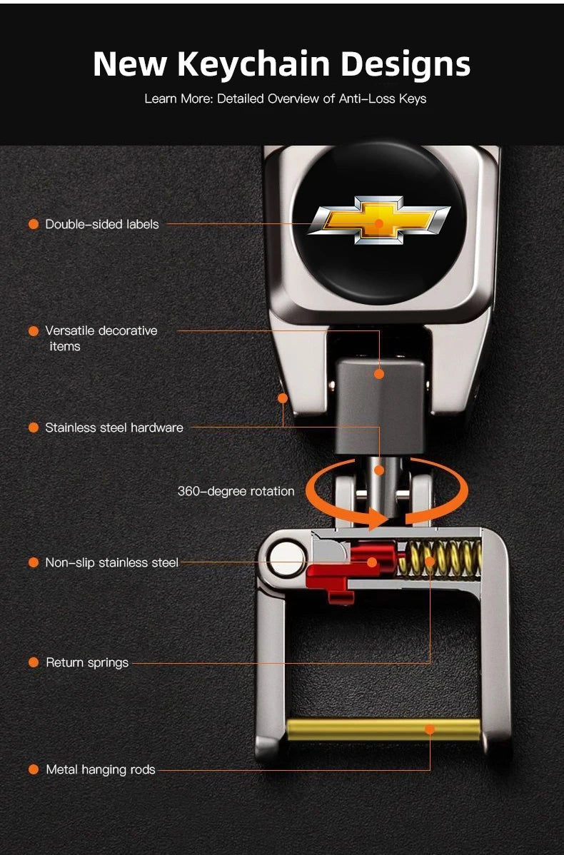 Metal Keychain Car Logo Keyring Pendant Auto Accessories For Chevrolet Cruze Onix Tracker Aveo Bolt Captiva Equinox Spark Tahoe