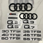 Car Rear Trunk Emblem Sticker For Audi A3 A4 A5 A6 A7 A8 Q3 Q5 Q7 Original Size Quarrto Sline Emblem ABS Black Refit Accessories