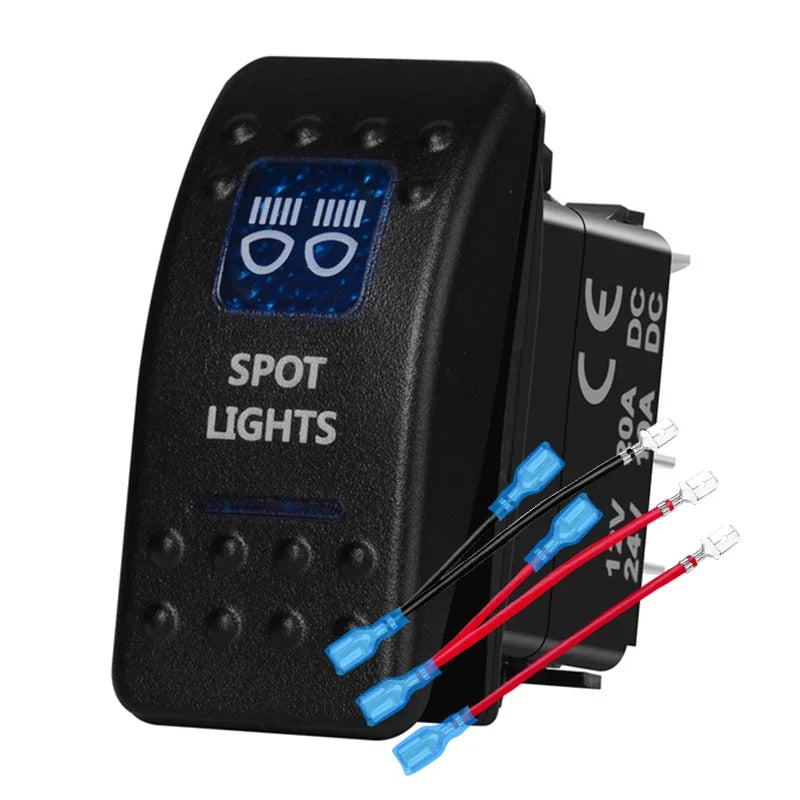 12v/24v Blue Led Light 5 Pin On Off SPST Rocker Switch 7 Pin On Off On ARB Carling Style Car Boat Waterproof Push Switch