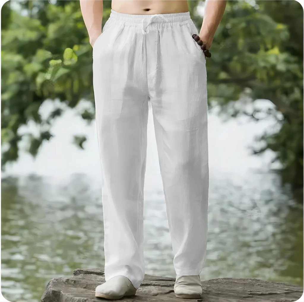 2025 new men's cotton and linen pants, loose and cool casual pants, elastic waist pants, casual oversized street wear, lightweig