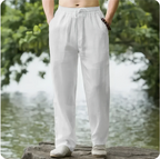 2025 new men's cotton and linen pants, loose and cool casual pants, elastic waist pants, casual oversized street wear, lightweig