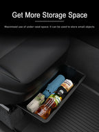 TPE Under Seat Storage Box For Tesla Model Y Juniper 2025 Center Console Organizer Bin Front Backseat Bag Trash Tray Accessories