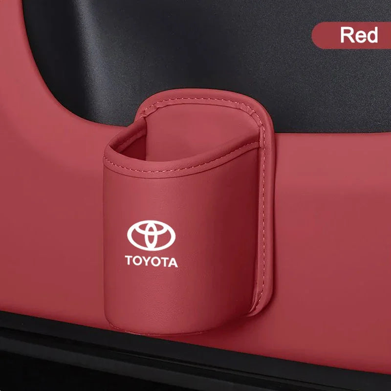 For Toyota Car Door Water Cup Holder Back Seat Drink Rack Leather Storage  Corolla Yaris Prius Camry Auris Avensis car sticker