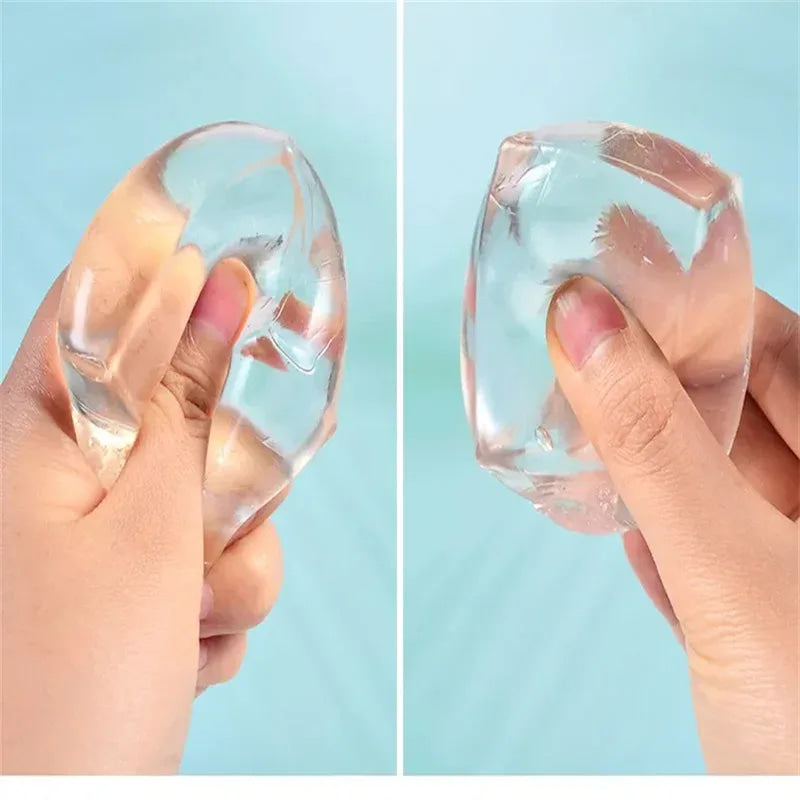 Slow Rise Sensory Toys, Transparent Ice Cube with Floating Sequins, TPR Stress Relief Fidget Toy for Adults & Kids