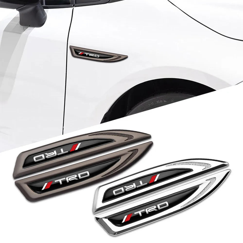 2Pcs Car Metal Car Wing Side Emblem Fender Stickers For Toyota Rav4 TRD Prado Hilux Corolla Auris Prius Camry Venza