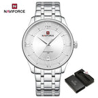 NAVIFORCE Men's Watch Classic Stainless Steel Strap 3ATM Waterproof Calendar Minimalist Dial Men's Chronograph Watch NF9272S