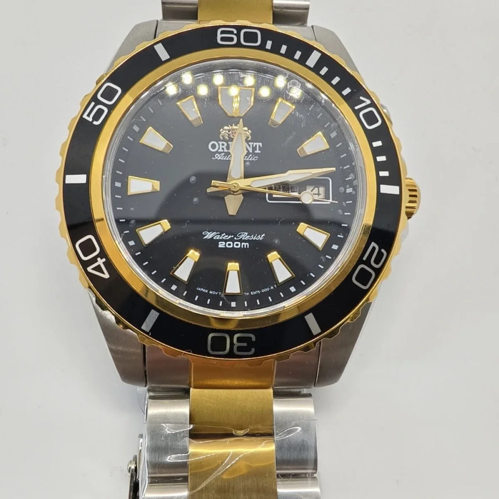 Orient Diver Automatic Watch Blue Dial Blue Bezel 200M Waterproof Day-Date Steel Band Luminous Markers Men's Sport Wristwatch