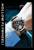 OLEVS 6658 Mens Watch Business Leather Strap Reloj  Hollow out Mechanical Automatic Wristwatch Waterproof Luminous Watch For Man