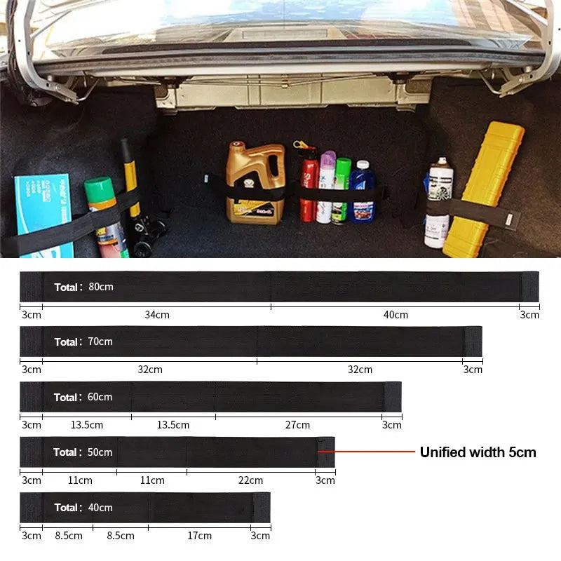 Organizador de maletero de coche, cinta de fijación elástica, extintor de incendios, tanque de agua, cinta de fijación de almacenamiento varios, accesorios de almacenamiento de coches