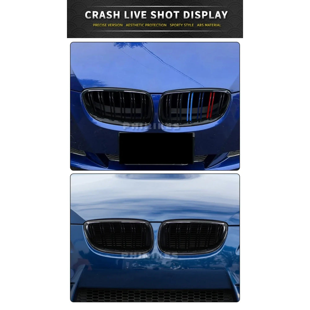 2Pcs Car Style Black Front Kidney Double Slat Grill Grille for-BMW E92 E93 3-Series 328I 335I Coupe LCI 2010-2013