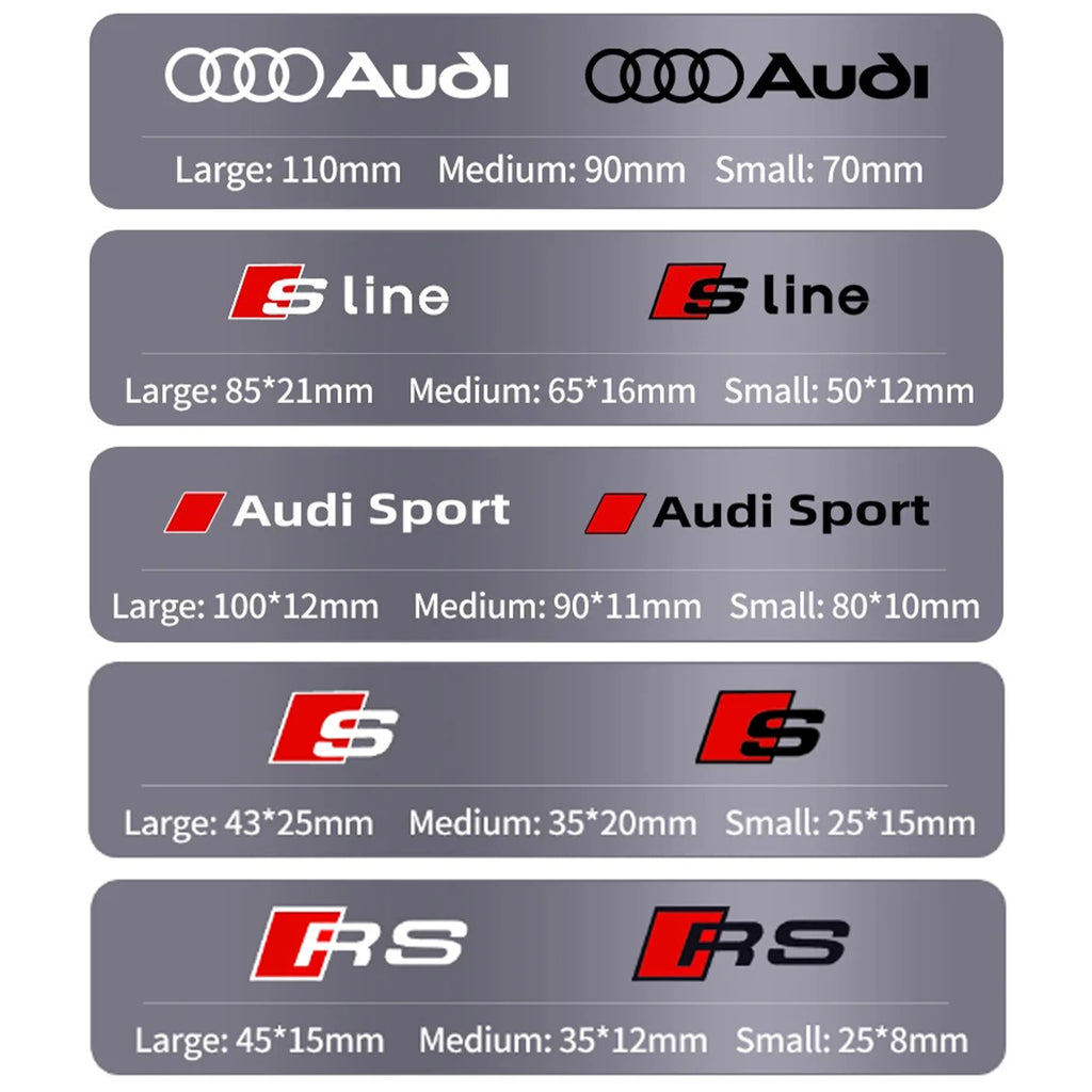 6pcs Car Caliper Sticker for Audi Sport Sline S3 A3 B5 B6 B7 B8 B9 8P 8V 8L A5 A4 C6 C5 A1 A6 A7 A8 Auto Logo Tire Brake Decals