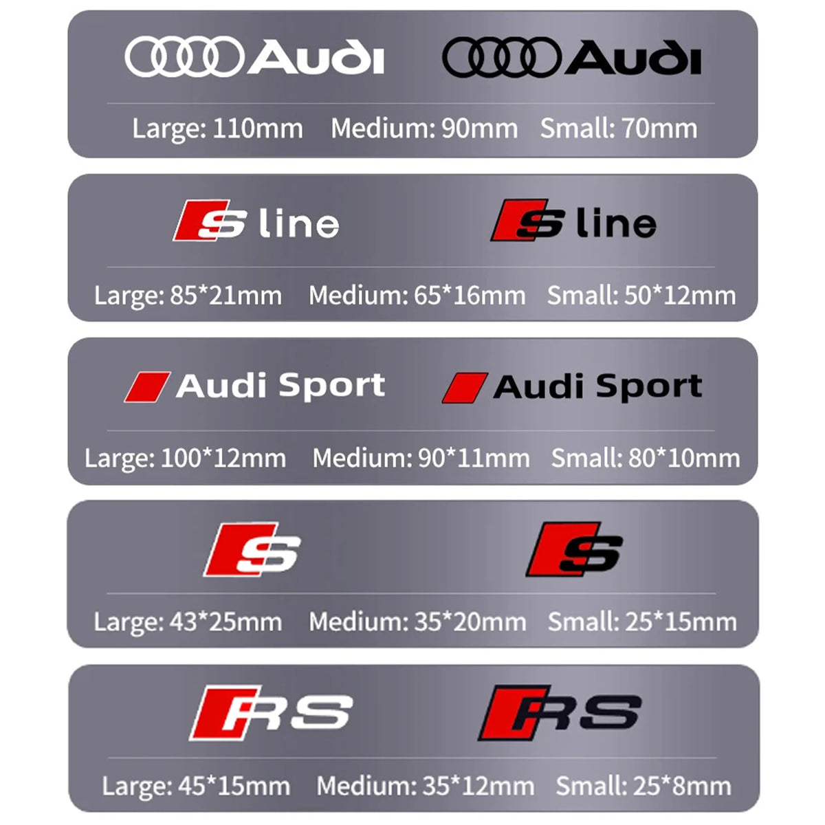 6pcs Car Caliper Sticker for Audi Sport Sline S3 A3 B5 B6 B7 B8 B9 8P 8V 8L A5 A4 C6 C5 A1 A6 A7 A8 Auto Logo Tire Brake Decals
