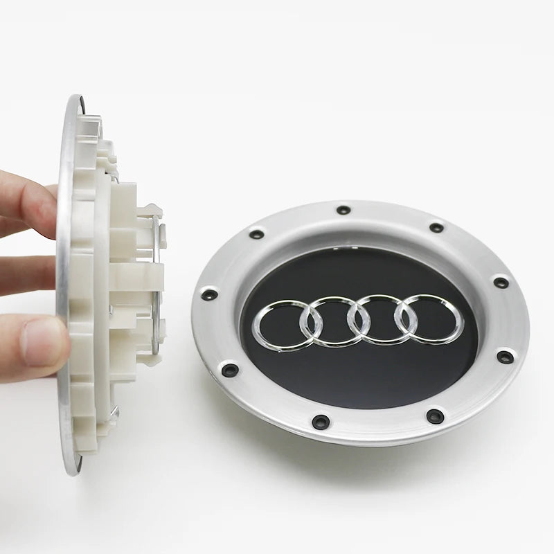 ABS 14.6CM 9 Hole Black Gray Hub Cap For Audi TT A2 A3 A8 S6 Q7 RS6 Badge Logo Hub Cap Accessories Car Large Hub Center