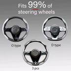 2/3PCS Laser Carbon Fiber Silicone Car Steering Wheel Cover 1K Micro Fiber Leather PVC Wheel Booster Cover Non-Slip Universal