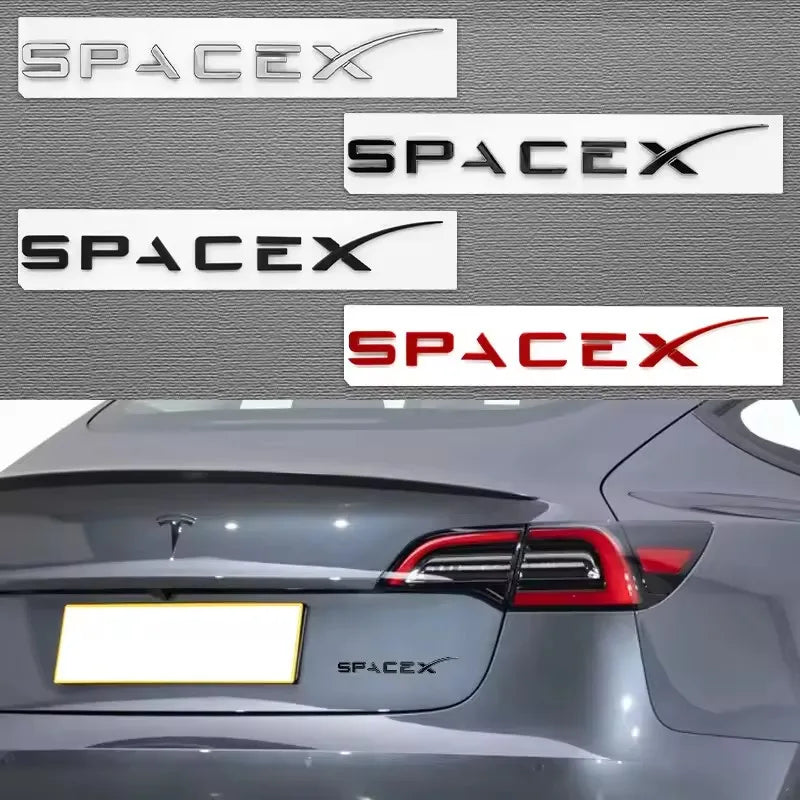 3D ABS Logo Letters Car Trunk Fender Side Badge Decal For Tesla Model Y/S/3/X Space X Emblem Sticker Accessory