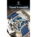 POEDAGAR Top Luxury Men Clock LED Calendar Week Luminous Man Wristwatch Electronic Rectangle Silicone Strap Quartz Men's Watches