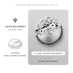CADISEN Automatic Mechanical Watch Man Silver Business Casual Waterproof Watch Japan MIYOTA 8215 Movement Luminous Men's Watch