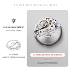CADISEN Automatic Mechanical Watch Man Silver Business Casual Waterproof Watch Japan MIYOTA 8215 Movement Domed Glass Mens Watch