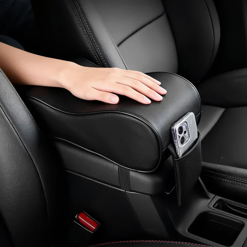 Almohadilla para reposabrazos de coche, cojín de protección de consola Central de cuero para coche, caja de almacenamiento de reposabrazos de espuma viscoelástica gruesa con bolsillo