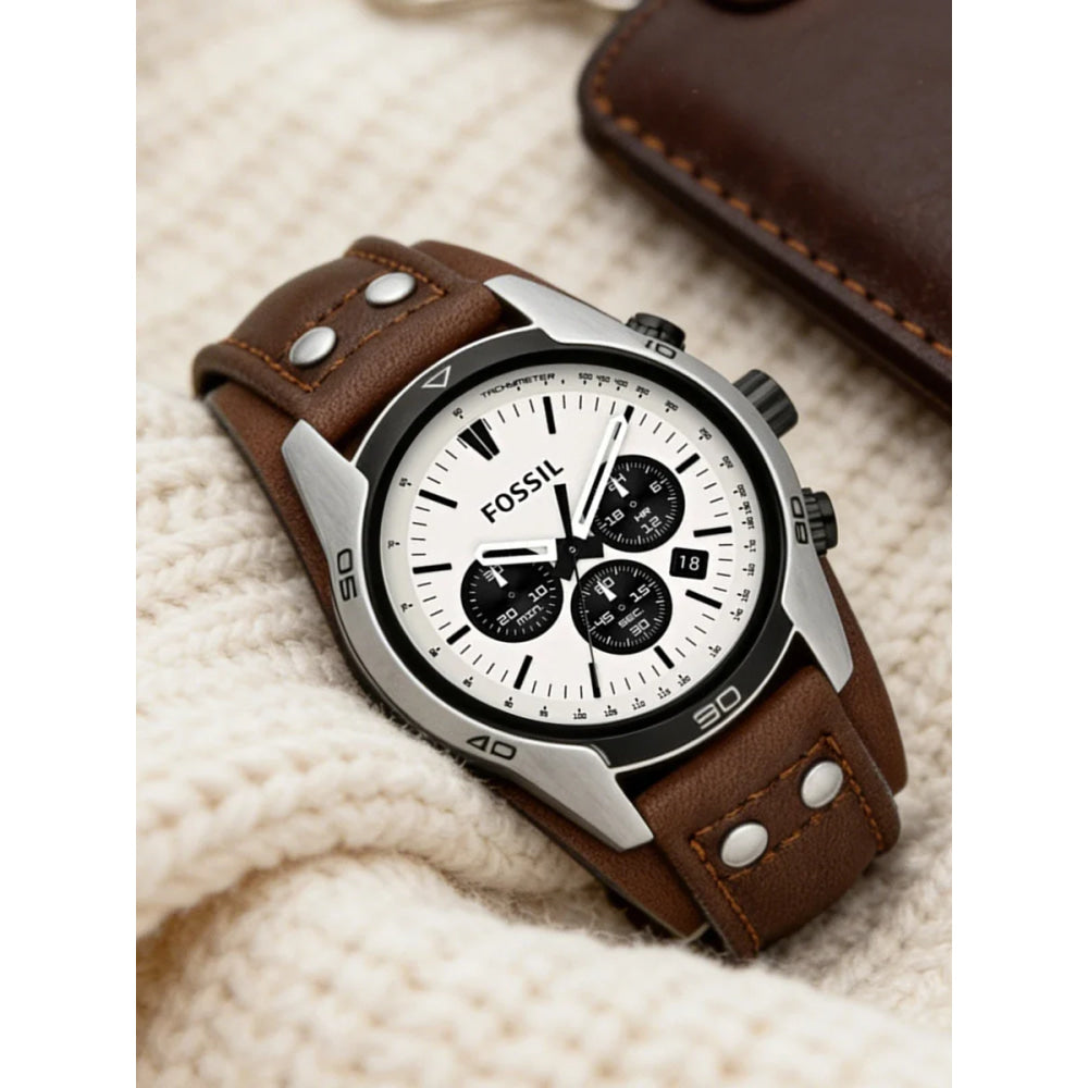 Fossil CH2890 Coachman Chronograph Men's Watch Military Brown Leather Strap Sport Waterproof Quartz Wristwatch Relogio Masculino
