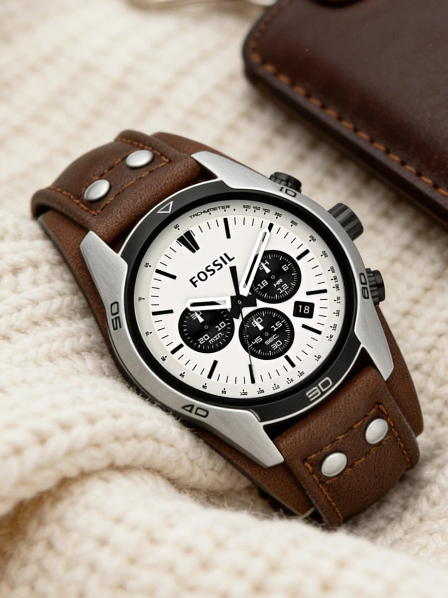 Fossil CH2890 Coachman Chronograph Men's Watch Military Brown Leather Strap Sport Waterproof Quartz Wristwatch Relogio Masculino