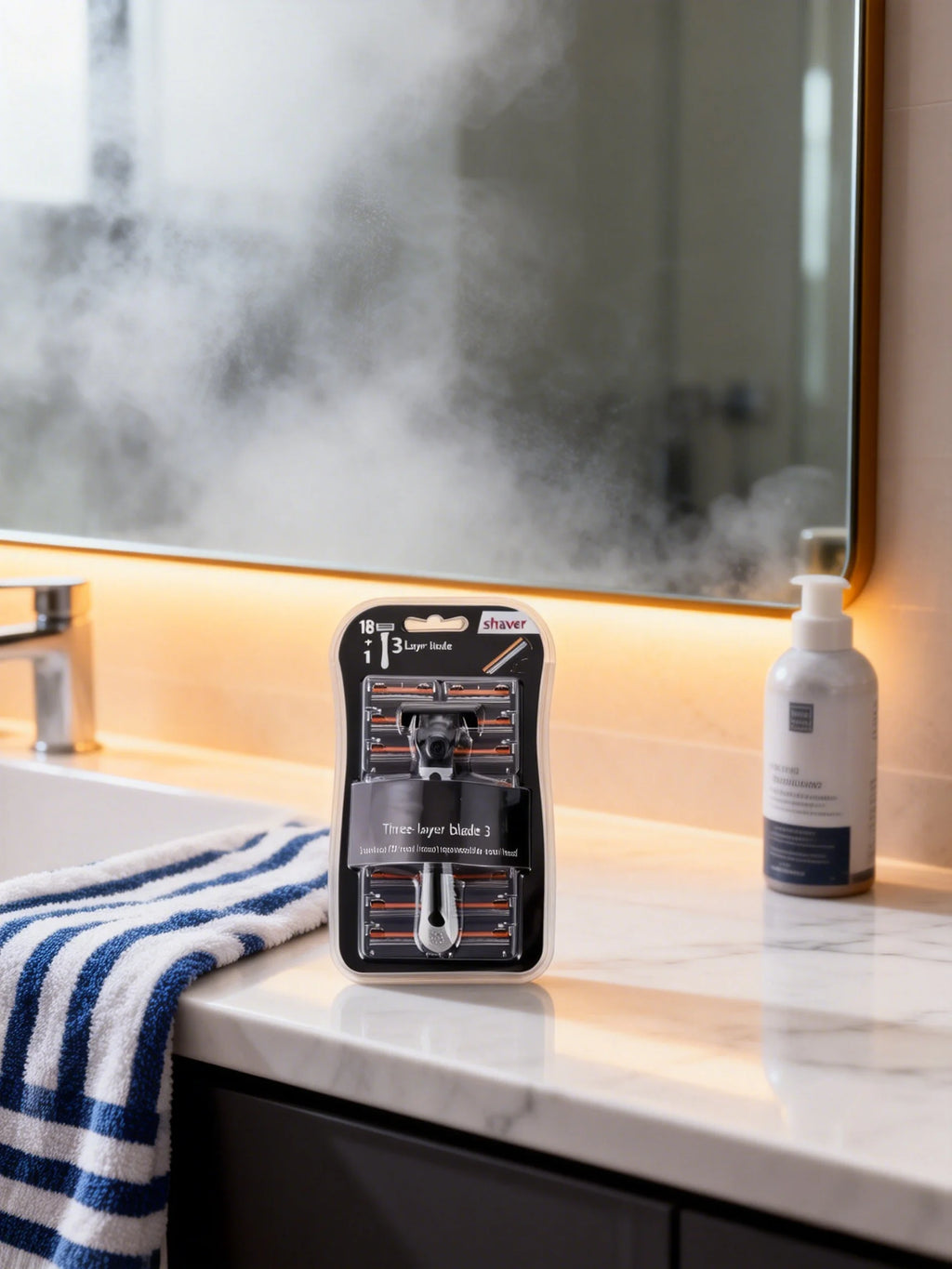 Afeitadora de Diseño Nuevo para Hombre, Maquinilla de Afeitar de Tres Capas, Maquinilla de Afeitar Reutilizable, Cuchilla Importada, Cabezal Multiherramienta Reemplazable